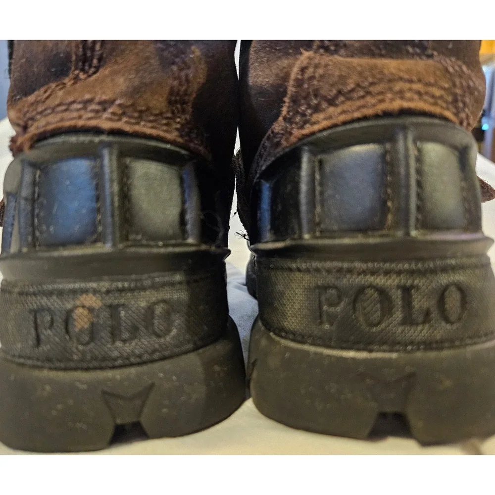 Polo Ralph Lauren Oslo High Boys Duck Boots Brown Suede Leather Size 4‎ Outdoors